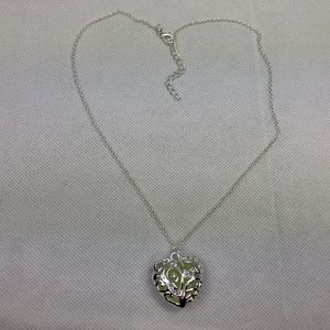 Heart Crystal Pave Love Charm Pendant & Necklace .
